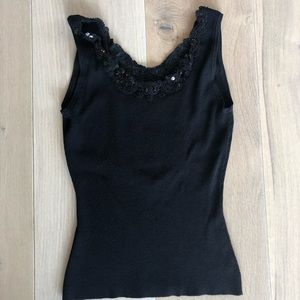Evening black with sequins tank top sz. M
